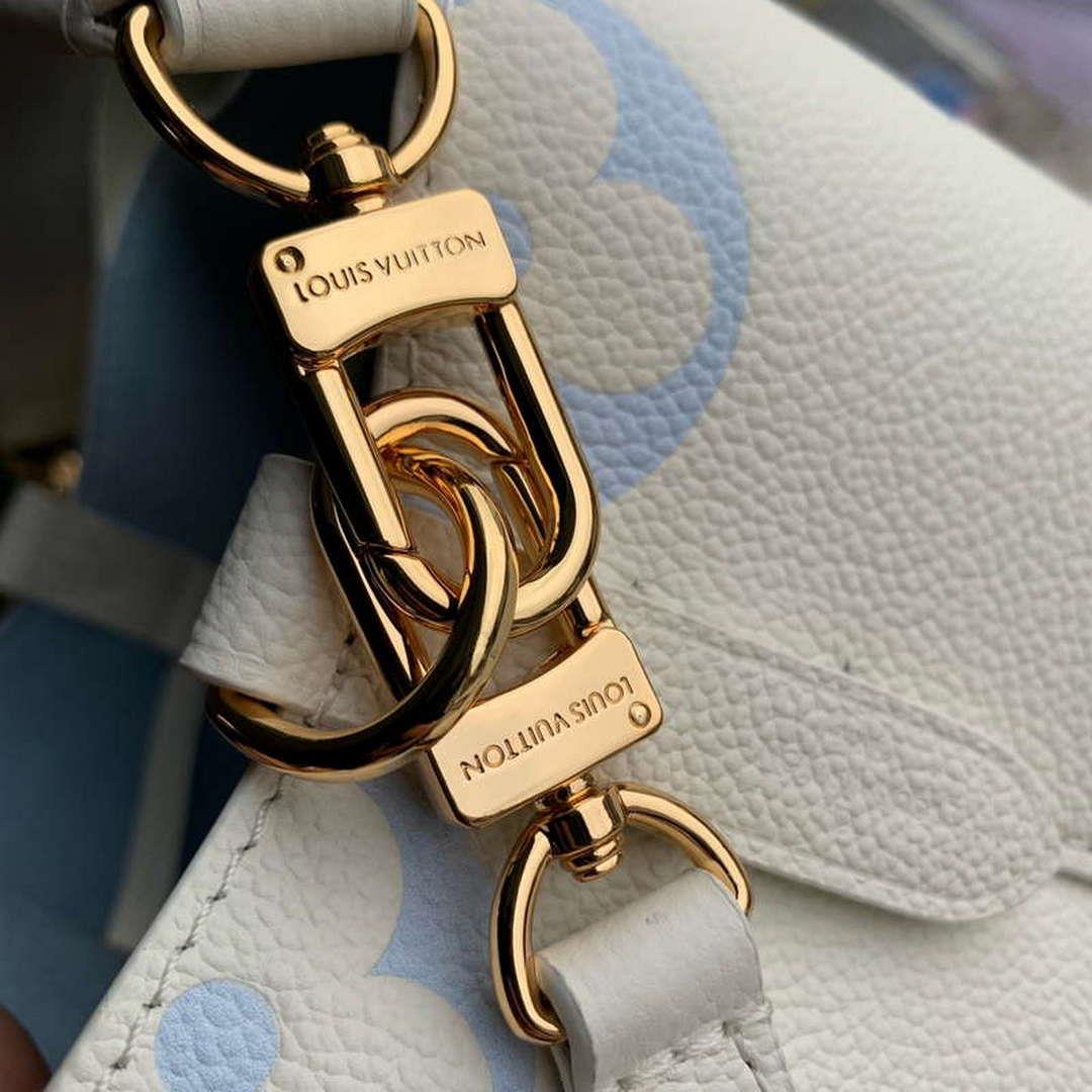 LV M24048 Louis Vuitton NéoNoé BB Bucket Bag Latte White Blue