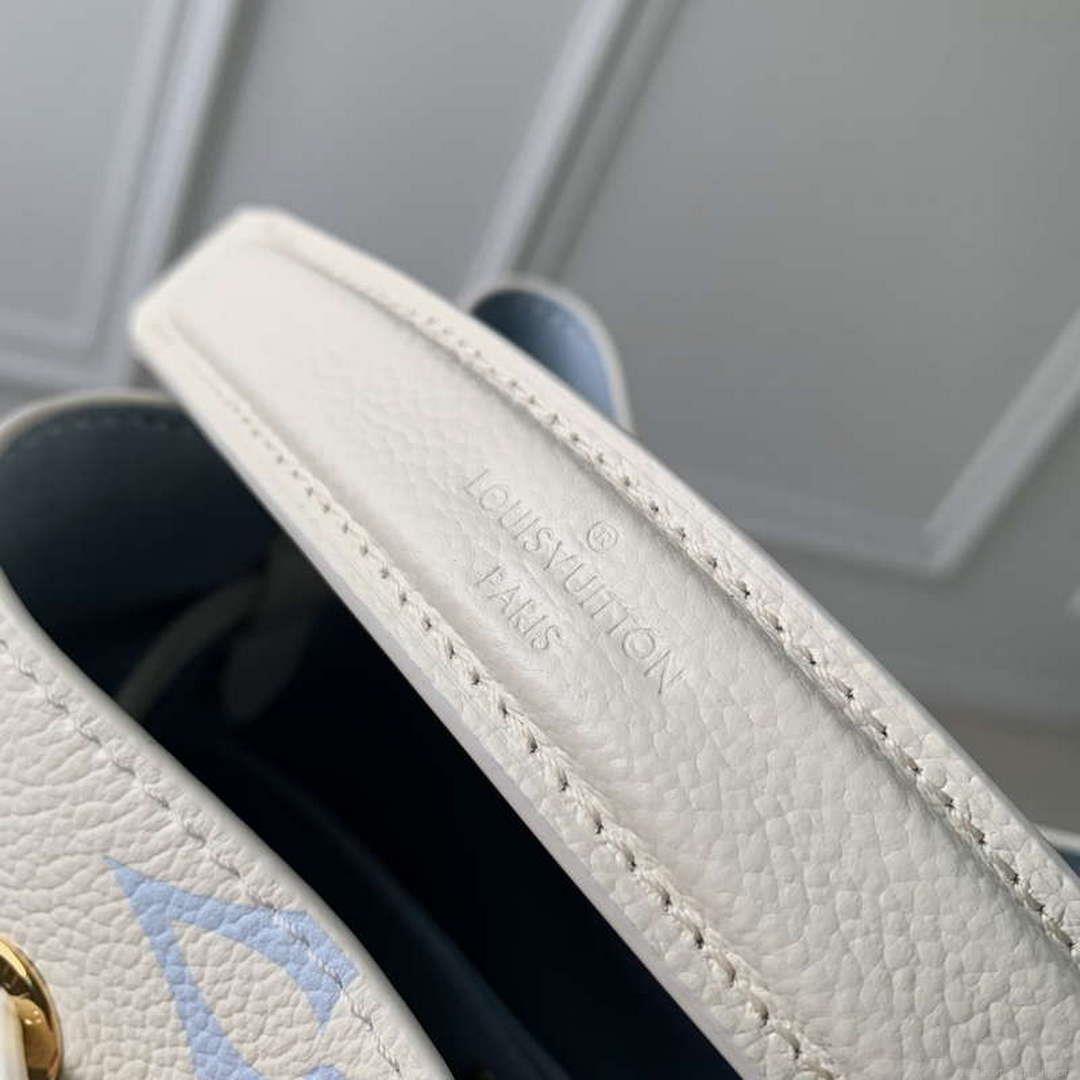 LV M24048 Louis Vuitton NéoNoé BB Bucket Bag Latte White Blue