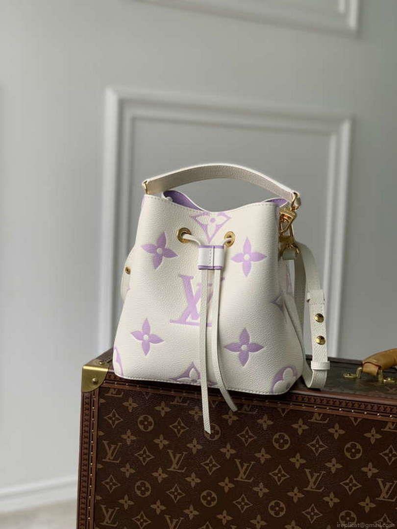 LV M24048 Louis Vuitton NéoNoé BB Bucket Bag Latte White &Purple
