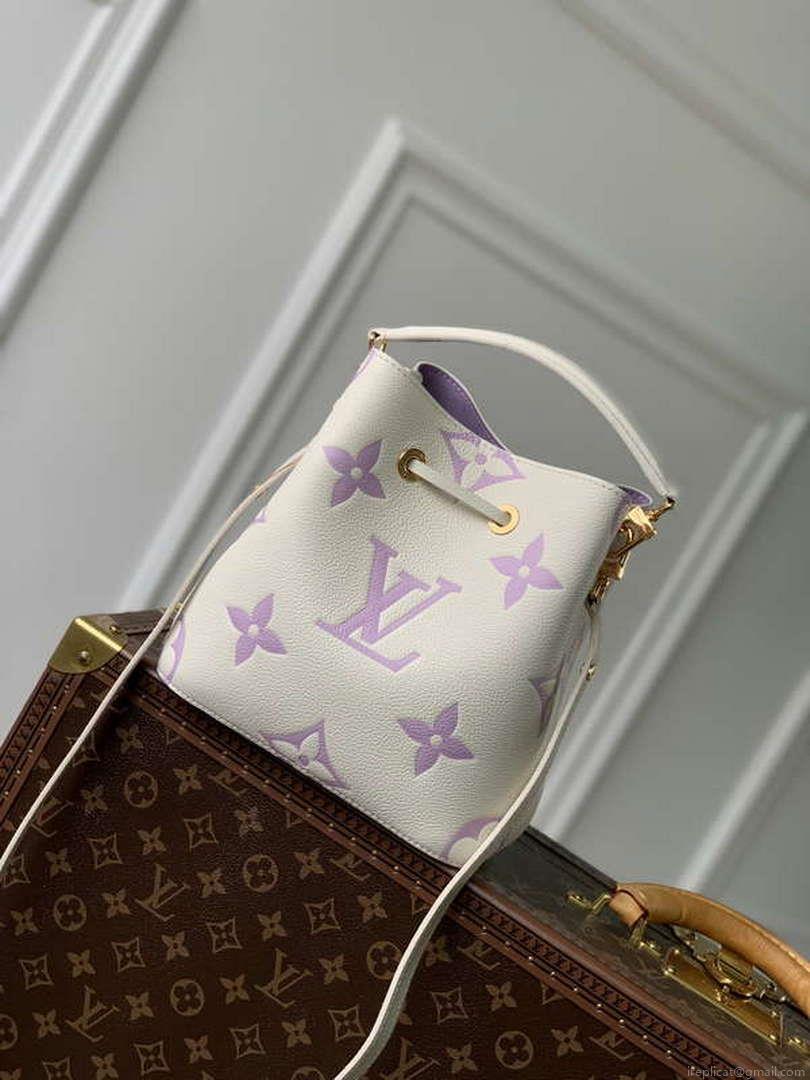 LV M24048 Louis Vuitton NéoNoé BB Bucket Bag Latte White &Purple