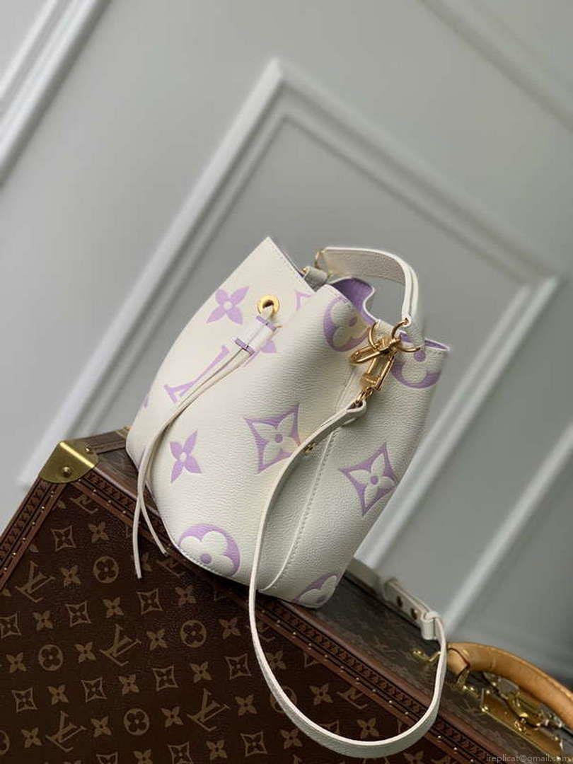 LV M24048 Louis Vuitton NéoNoé BB Bucket Bag Latte White &Purple