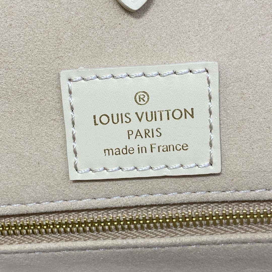 LV M21575 Louis Vuitton OnTheGo MM Bicolor Monogram Empreinte Leather Latte Pink