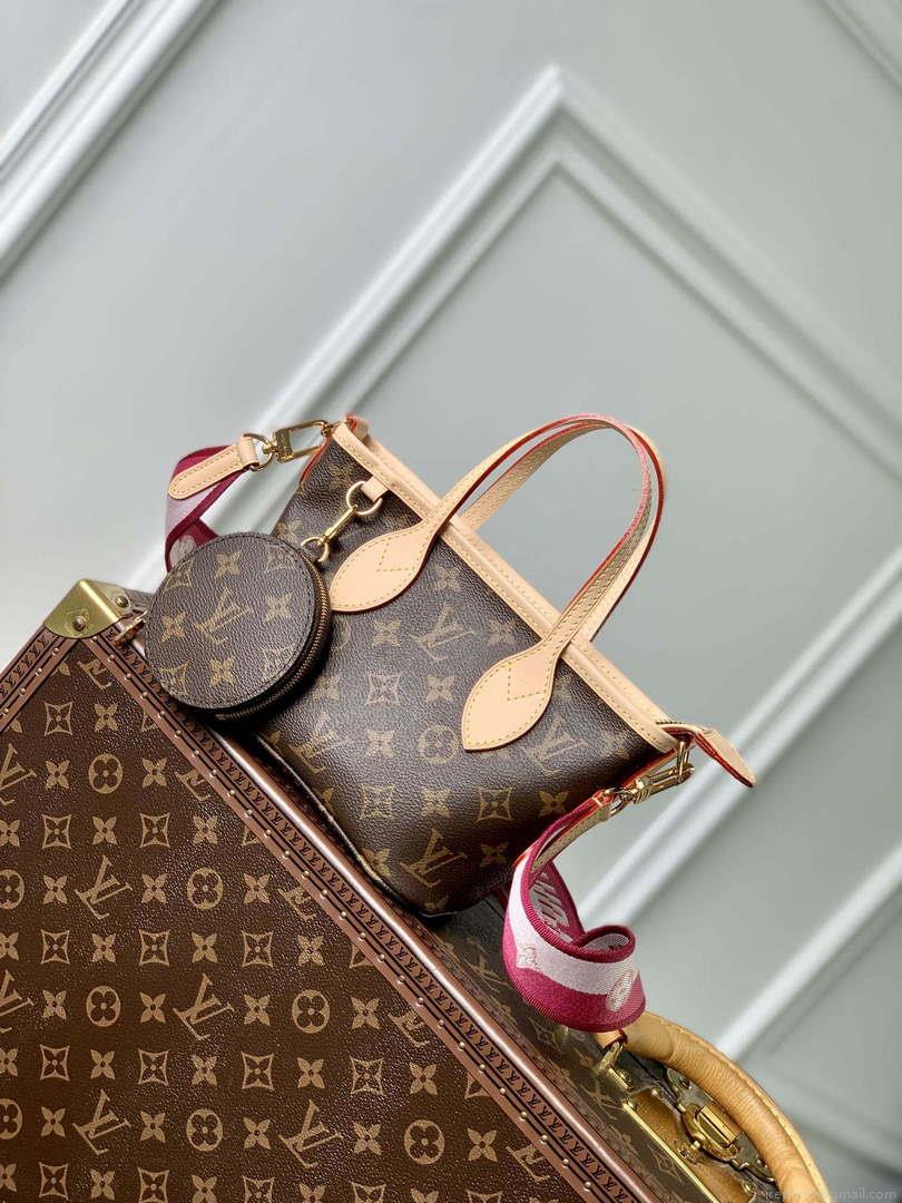 LV M46786 Louis Vuitton M46705 Neverfull BB Handbag Rose Peony