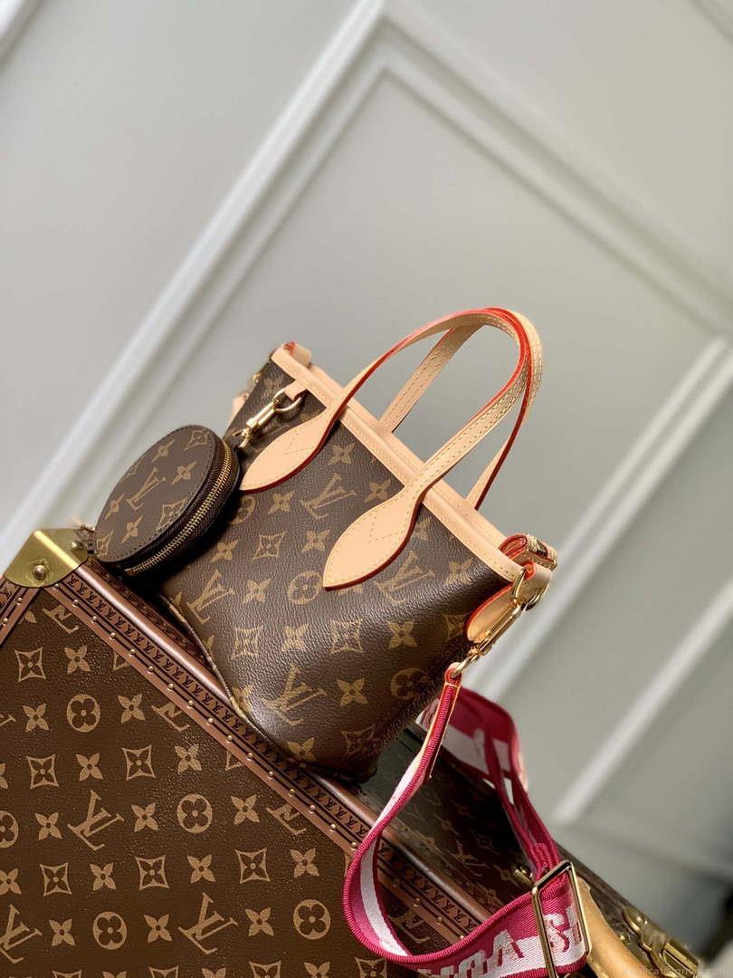 LV M46786 Louis Vuitton M46705 Neverfull BB Handbag Rose Peony