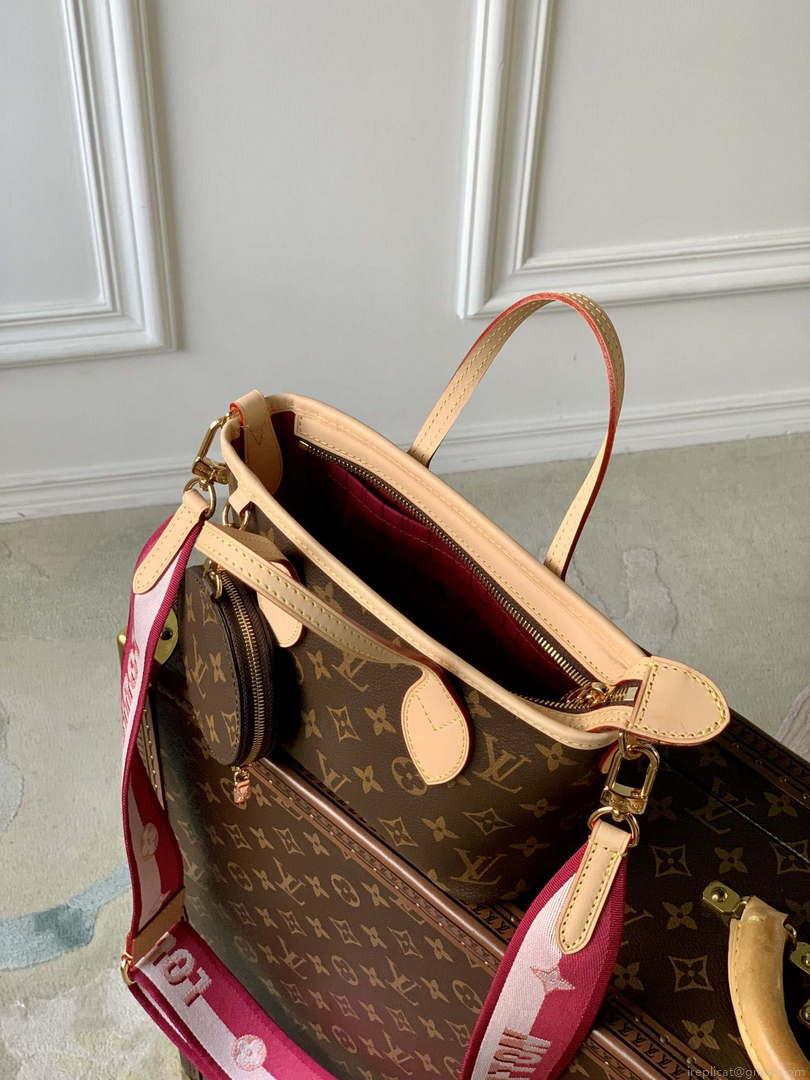 LV M46786 Louis Vuitton M46705 Neverfull BB Handbag Rose Peony