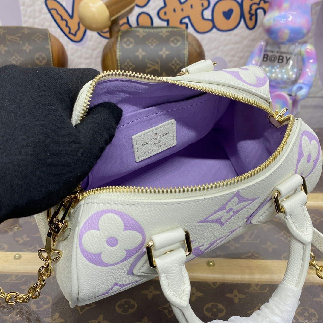 LV M46875 Louis Vuitton Speedy Bandoulière 20 Handbag Latte White / Bubble Tea Mauve