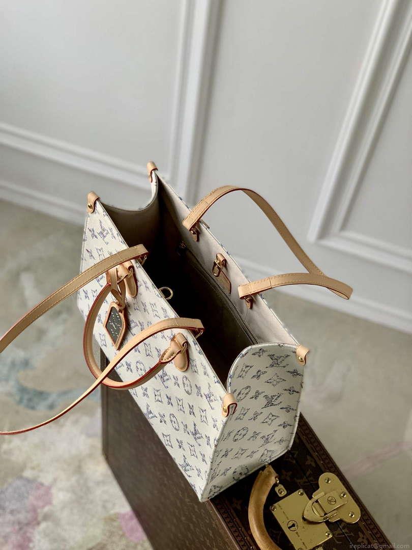 LV M24708 Louis Vuitton OnTheGo MM Bag Multicolor Beige