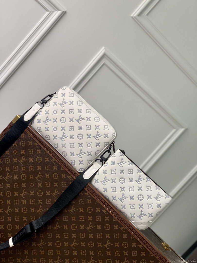 LV M24754 Louis Vuitton Trio Messenger Bag White/Navy Blue