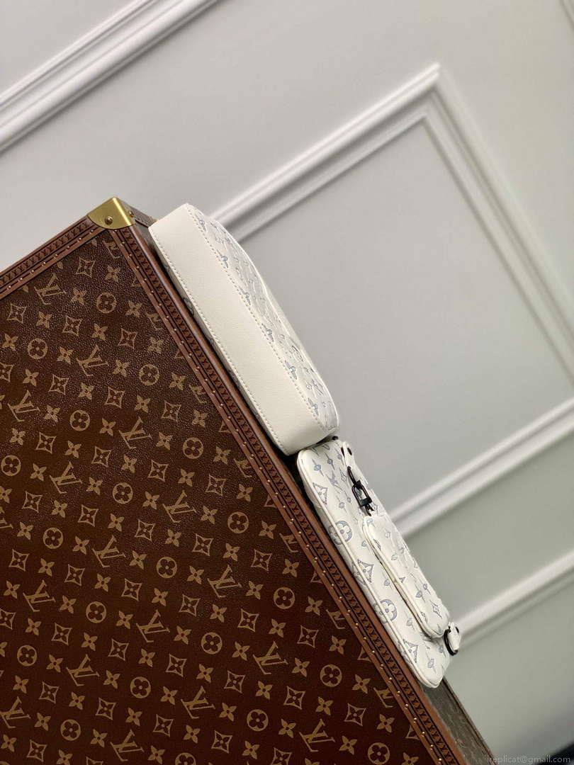 LV M24754 Louis Vuitton Trio Messenger Bag White/Navy Blue