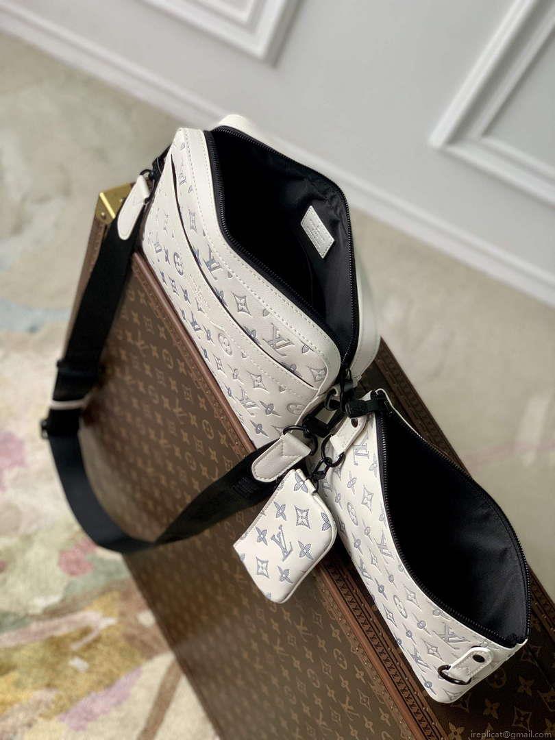 LV M24754 Louis Vuitton Trio Messenger Bag White/Navy Blue