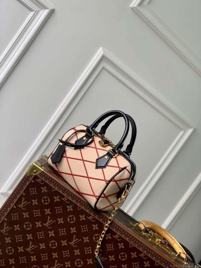 LV M24261 Louis Vuitton Speedy Bandoulière 20 Handbag Beige/Red