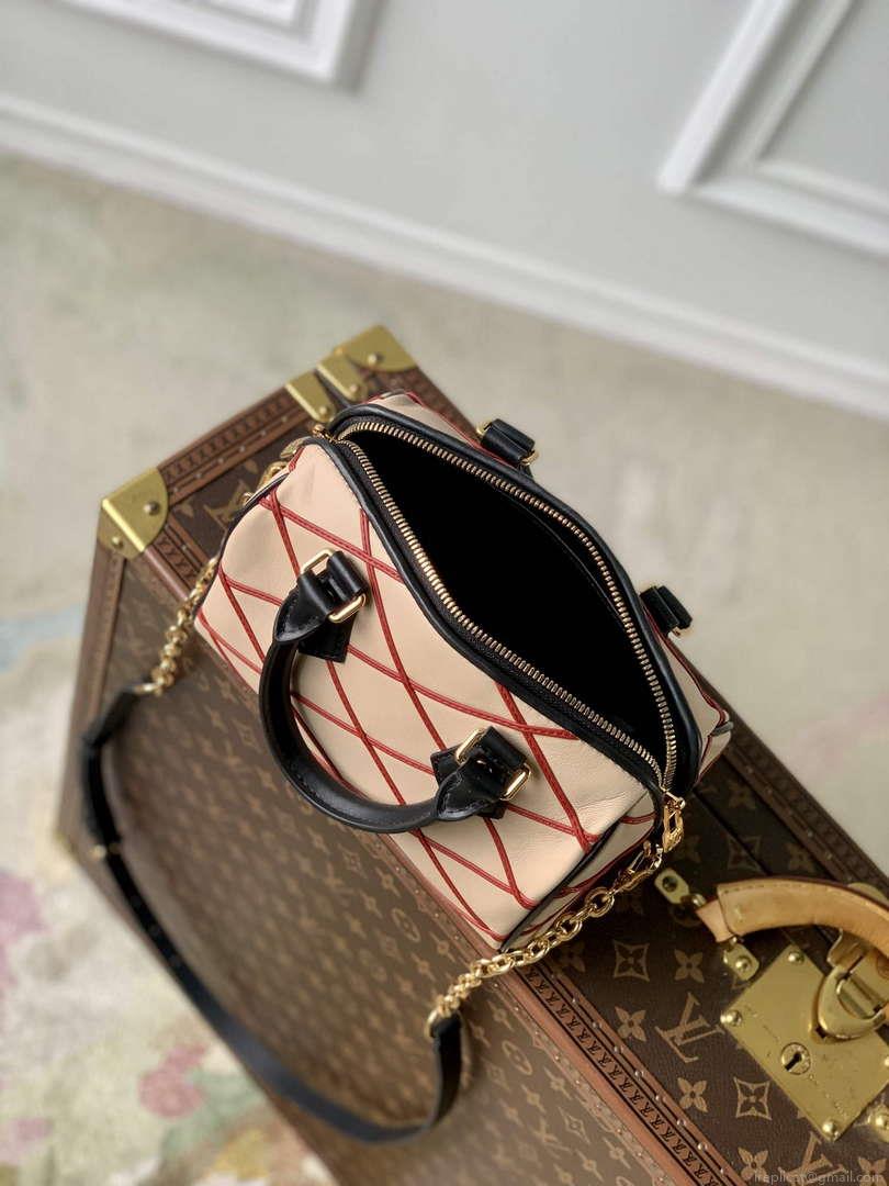LV M24261 Louis Vuitton Speedy Bandoulière 20 Handbag Beige/Red