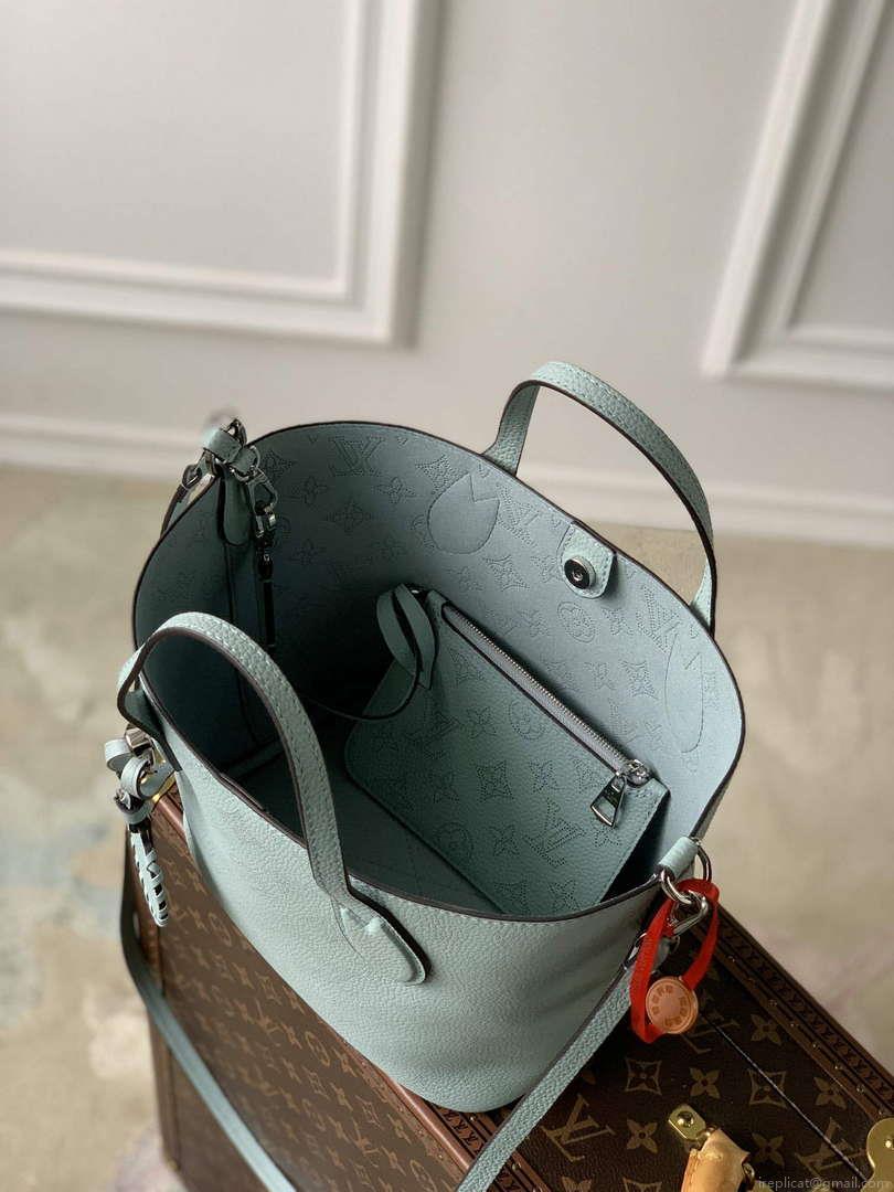 LV M21849 Louis Vuitton Blossom PM Tote Bag Mahina leather Sky blue