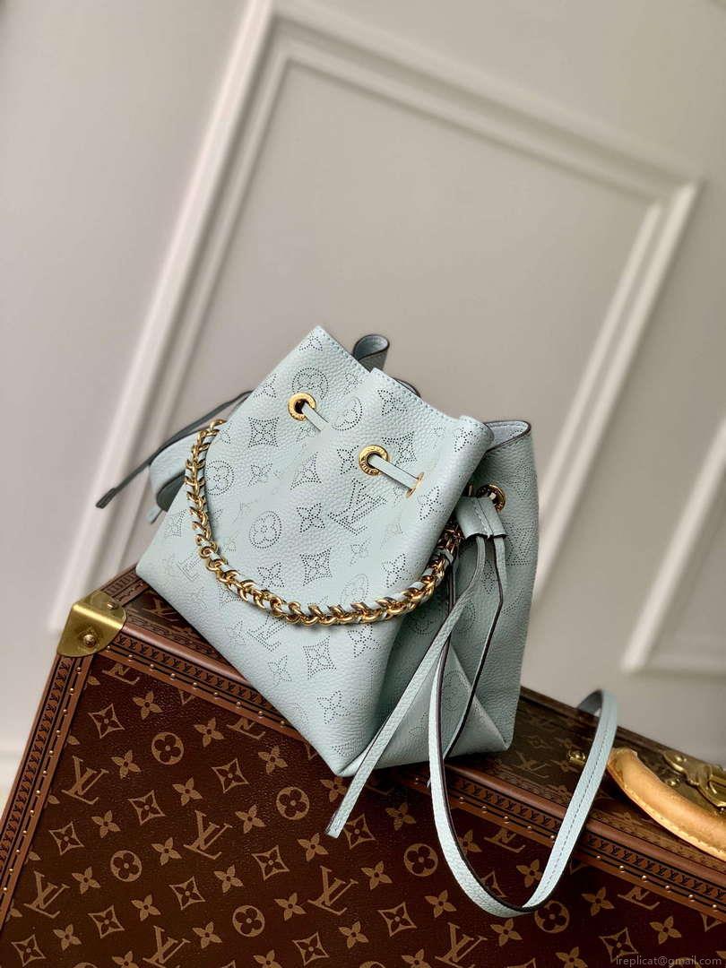 LV M57070 Louis Vuitton Bella Bucket Bag Mahina leather Sky blue