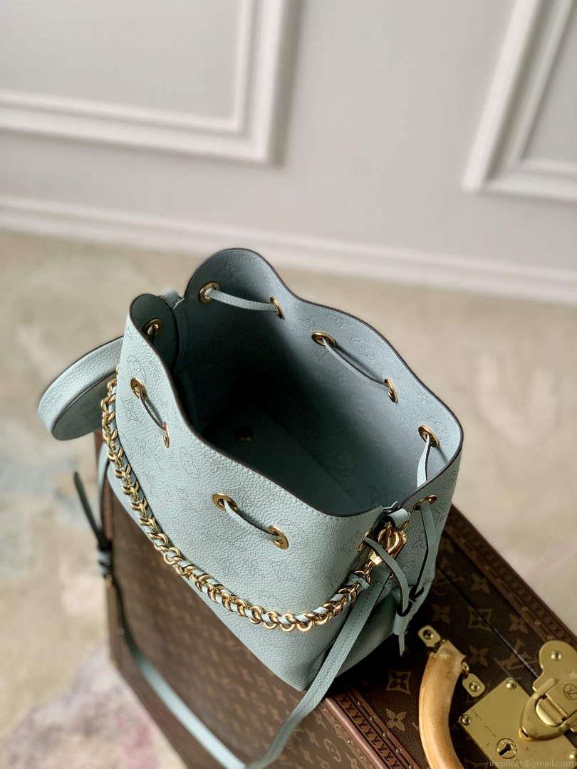 LV M57070 Louis Vuitton Bella Bucket Bag Mahina leather Sky blue
