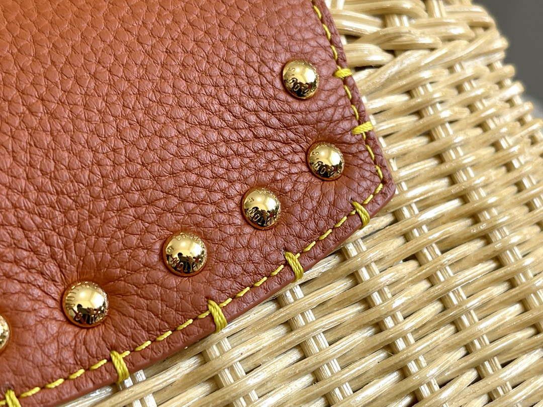 LV M11617 Louis Vuitton Capucines BB Handbag Straw Leather Beige Tan