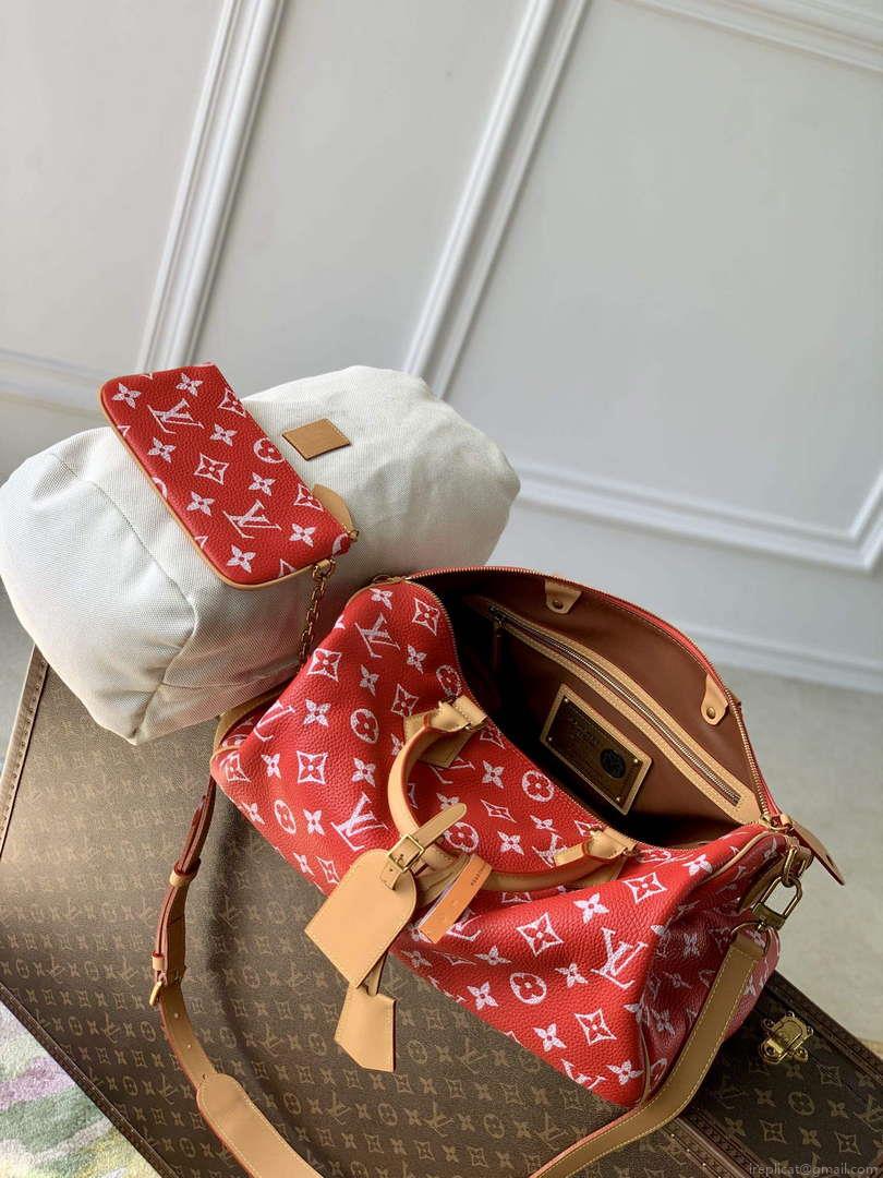 LV M24420 Louis Vuitton Speedy P9 Bandoulière 40 Bag Monogram Leather Red