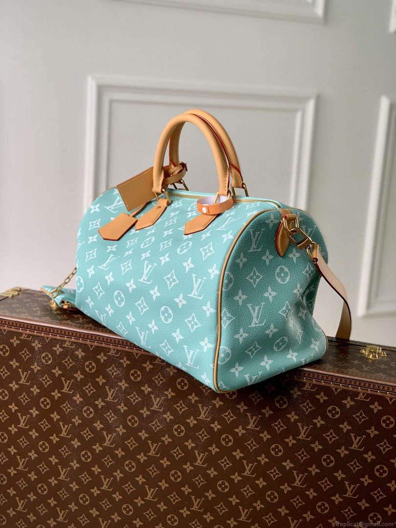 LV M24417 Louis Vuitton Speedy P9 Bandoulière 40 Bag Monogram Leather Light Blue