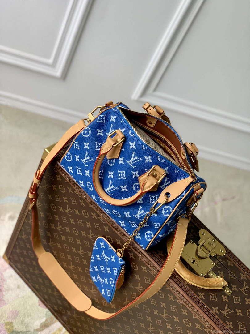 LV M24424 Louis Vuitton Speedy P9 Bandoulière 25 Bag Monogram Leather Blue