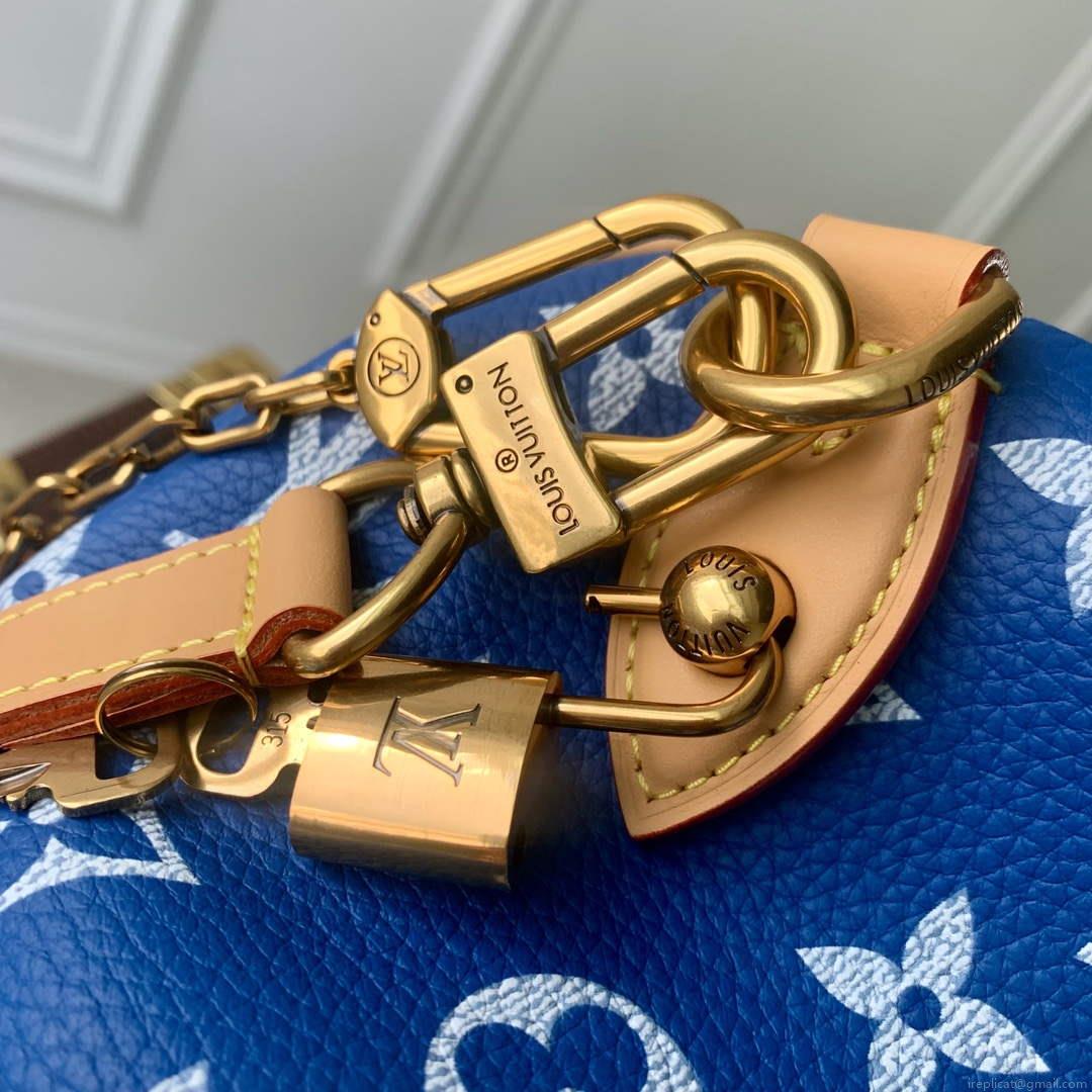 LV M24418 Louis Vuitton Speedy P9 Bandoulière 40 Bag Monogram Leather Blue