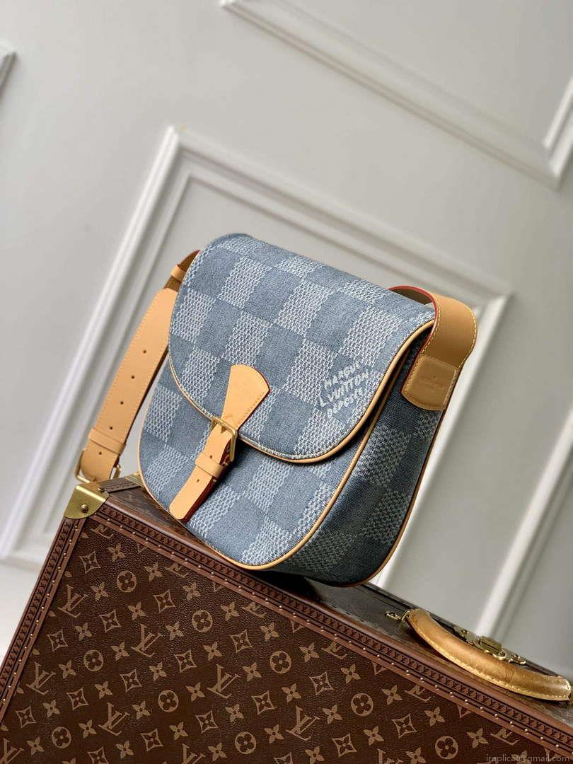 LV N40743 Louis Vuitton Montsouris Messenger MM Damier Cross-body Bag Blue