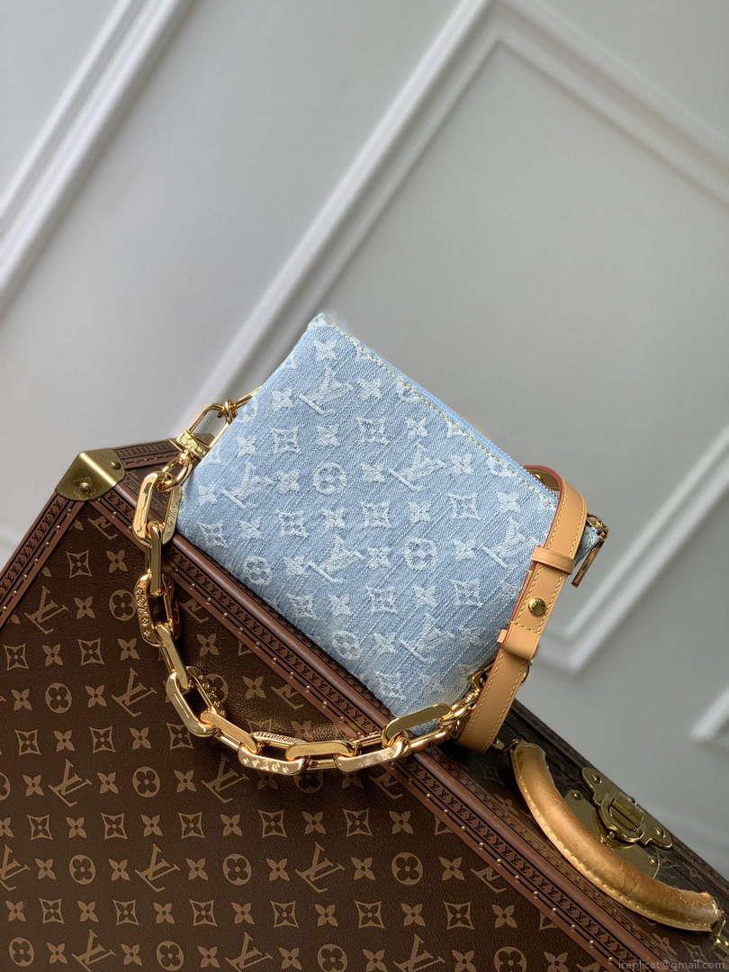 LV M11401 Louis Vuitton Coussin BB Handbag Sky Blue Denim
