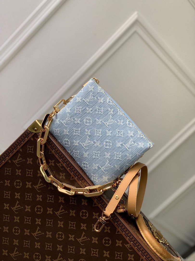 LV M11401 Louis Vuitton Coussin BB Handbag Sky Blue Denim