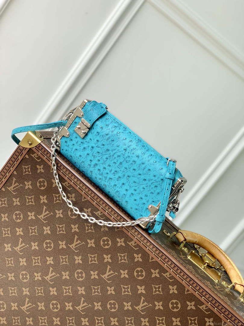 LV M25445 Louis Vuitton Slim Trunk Bag Ostrich Pattern Royal blue
