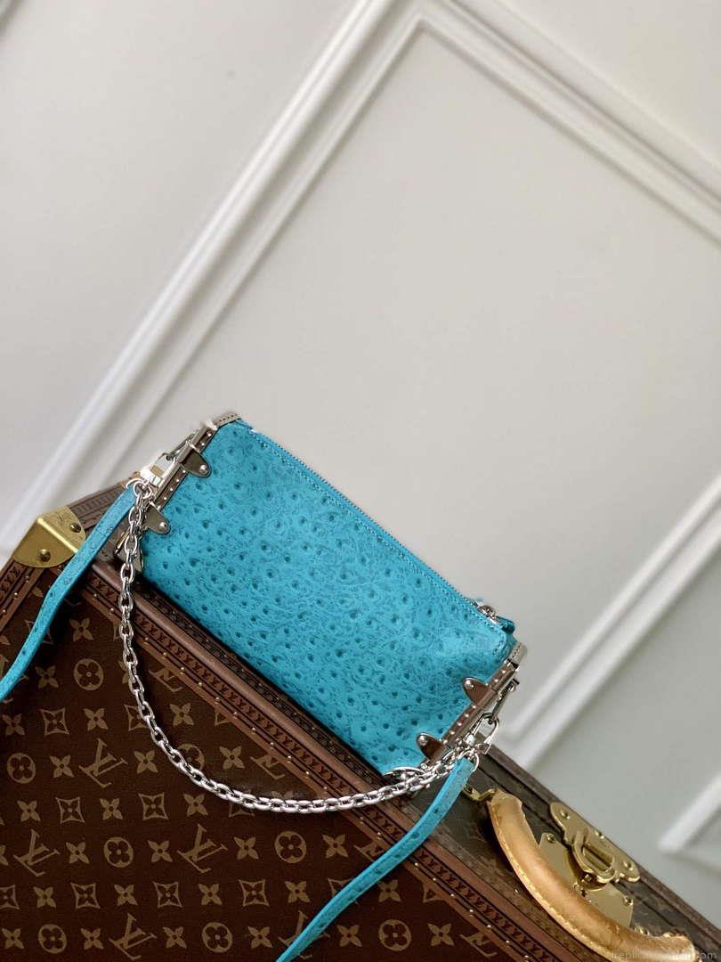 LV M25445 Louis Vuitton Slim Trunk Bag Ostrich Pattern Royal blue