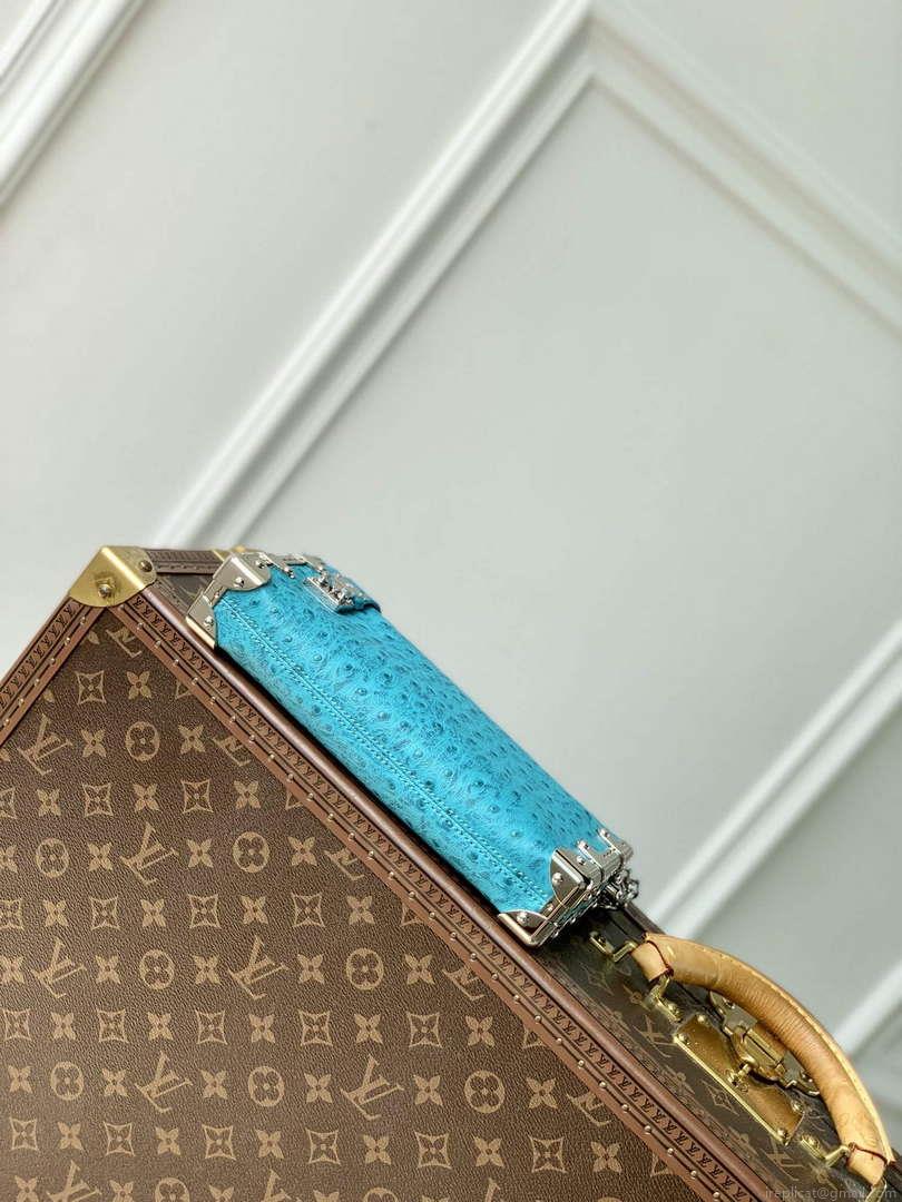 LV M25445 Louis Vuitton Slim Trunk Bag Ostrich Pattern Royal blue