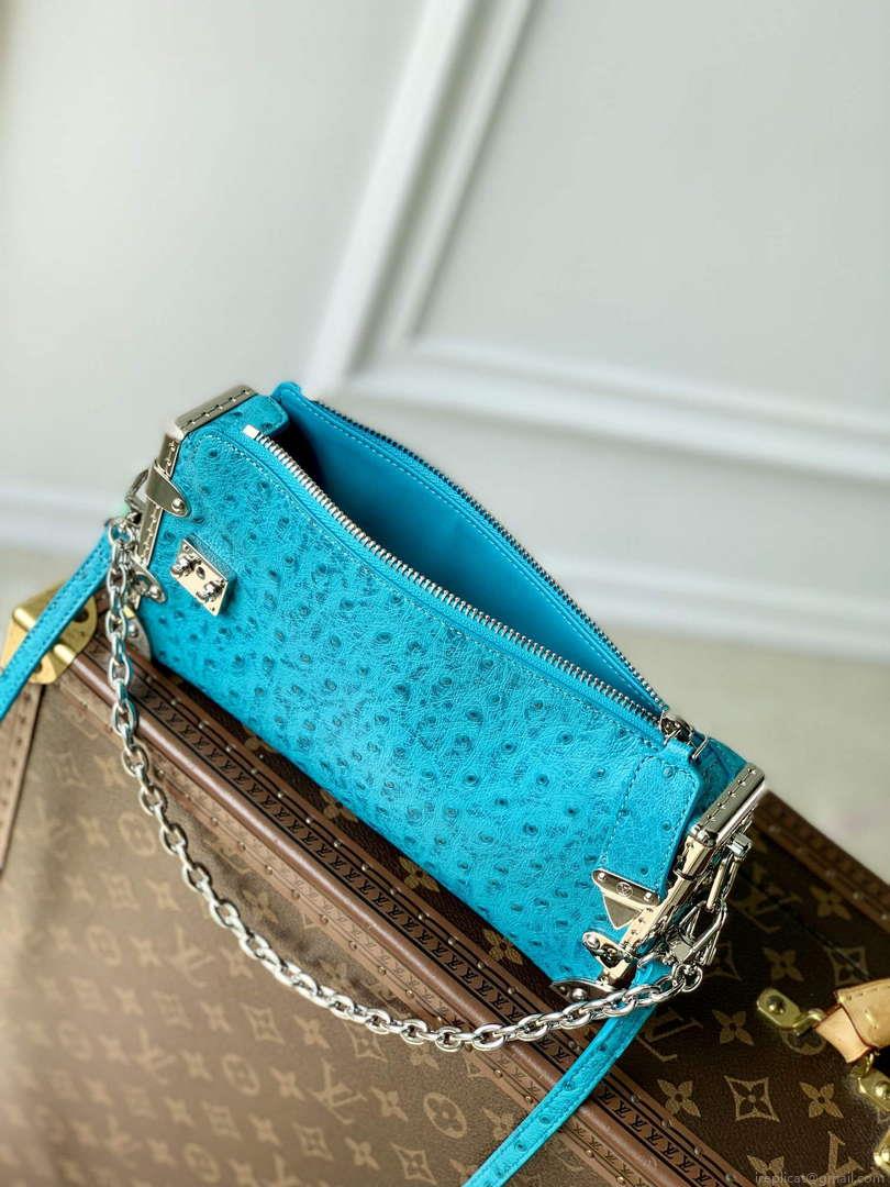 LV M25445 Louis Vuitton Slim Trunk Bag Ostrich Pattern Royal blue