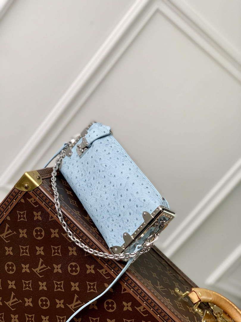 LV M25445 Louis Vuitton Slim Trunk Bag Ostrich Pattern Sky blue