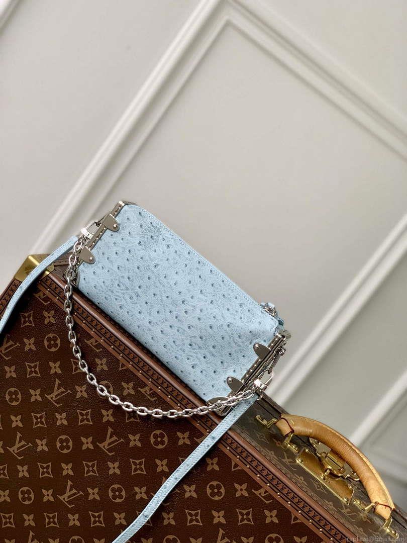 LV M25445 Louis Vuitton Slim Trunk Bag Ostrich Pattern Sky blue