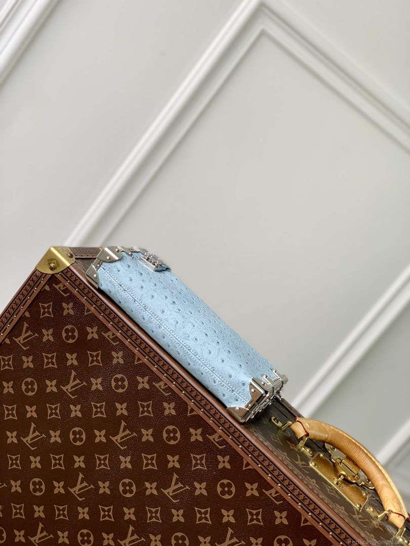 LV M25445 Louis Vuitton Slim Trunk Bag Ostrich Pattern Sky blue