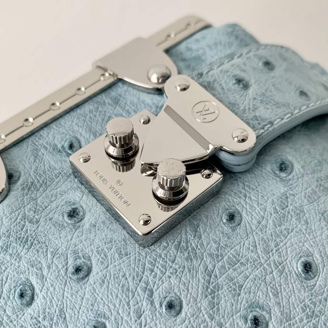LV M25445 Louis Vuitton Slim Trunk Bag Ostrich Pattern Sky blue