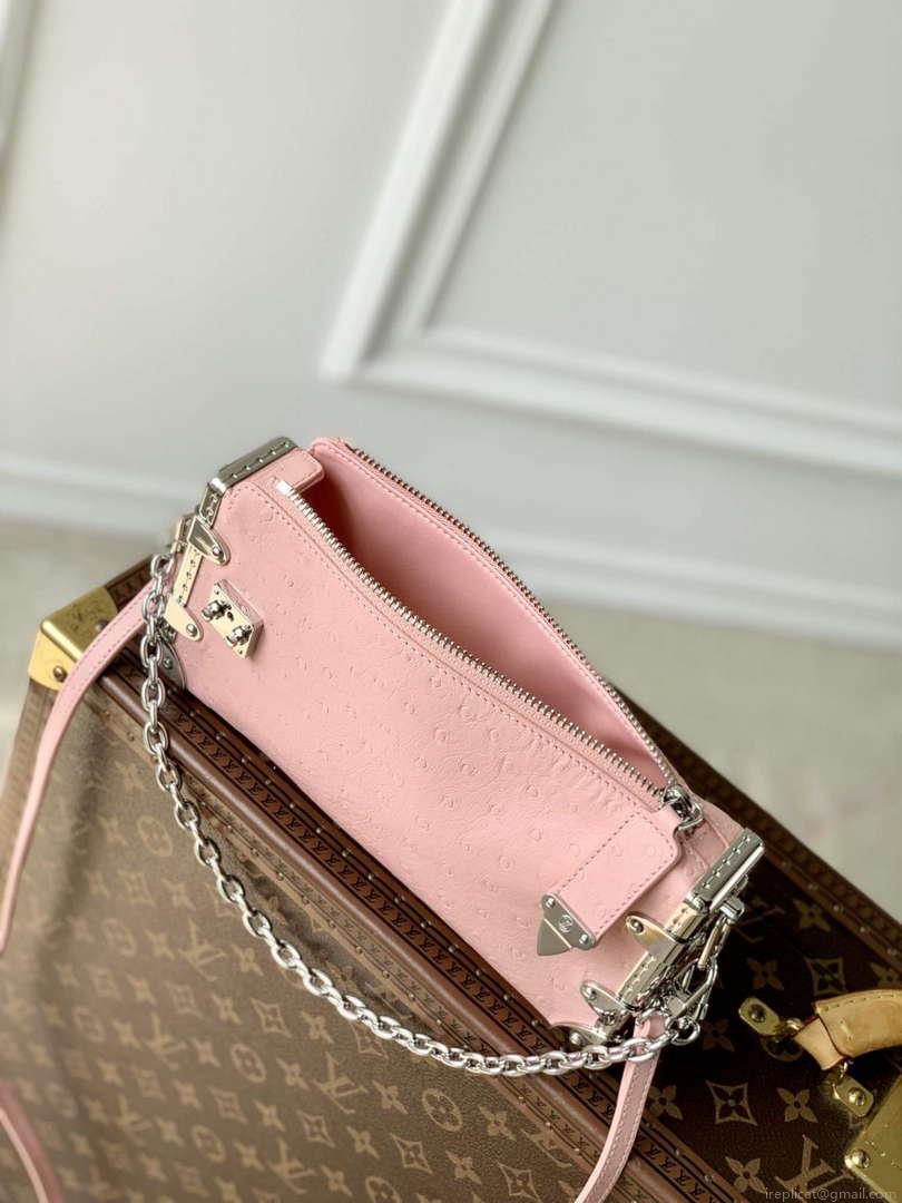 LV M25445 Louis Vuitton Slim Trunk Bag Ostrich Pattern Pink