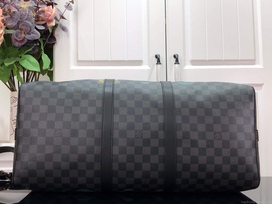 LV N45281 Louis Vuitton Keepall 50B Travel Bag Black