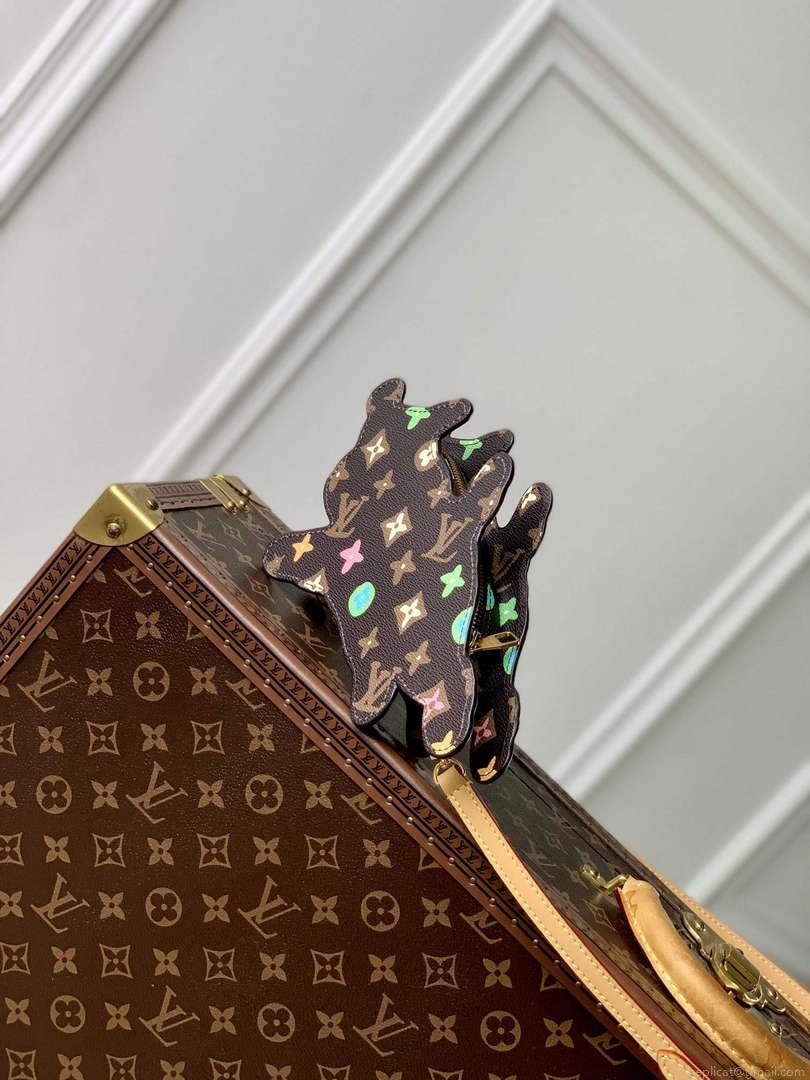 LV M83342 Louis Vuitton Playful Dog On Strap Wearable Wallet Chocolate