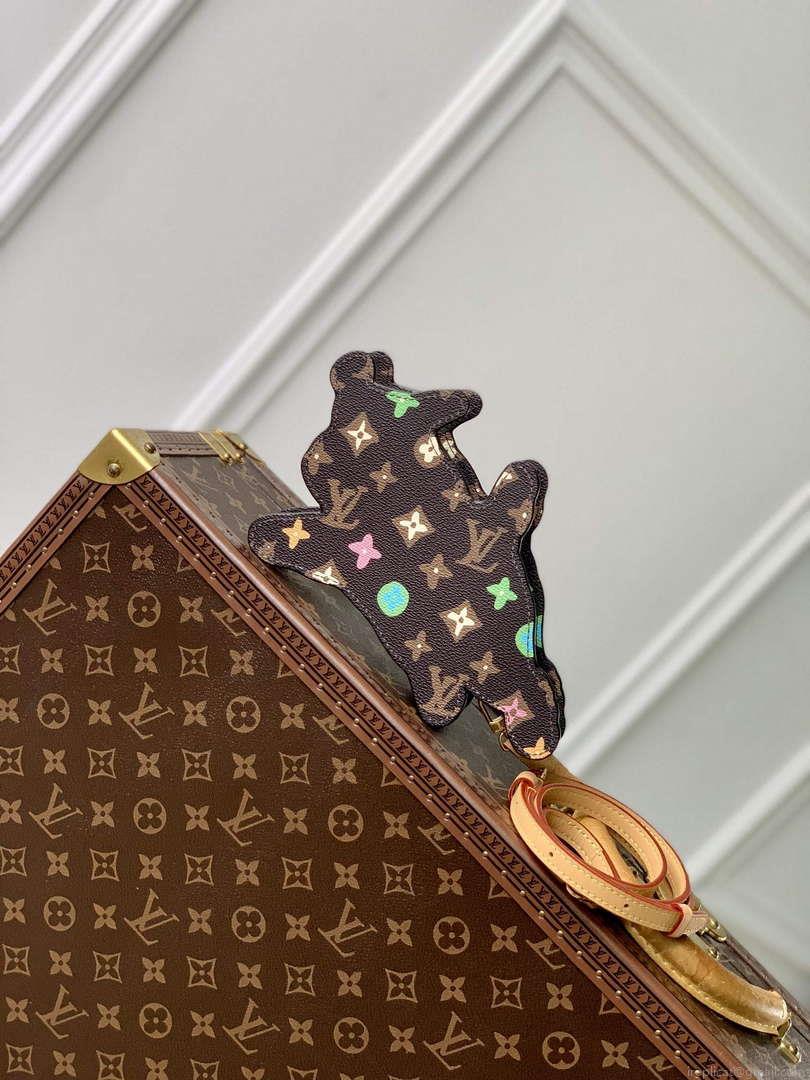 LV M83342 Louis Vuitton Playful Dog On Strap Wearable Wallet Chocolate