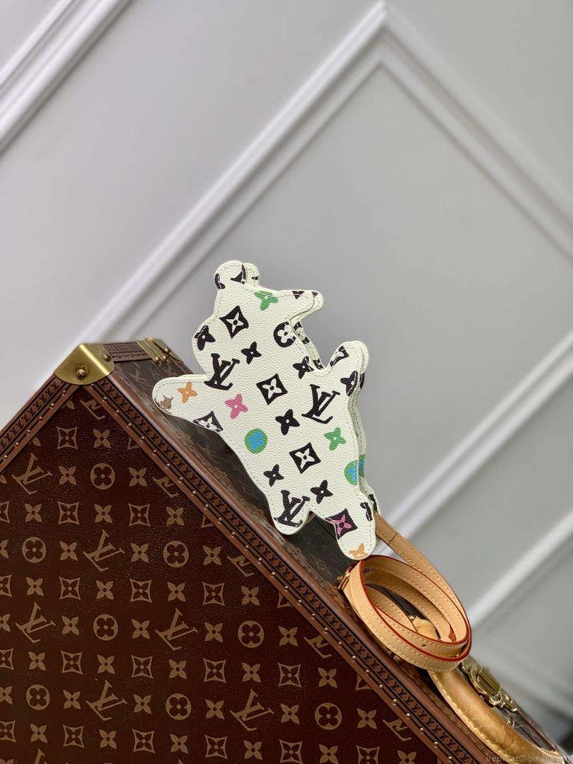 LV M83342 Louis Vuitton Playful Dog On Strap Wearable Wallet White