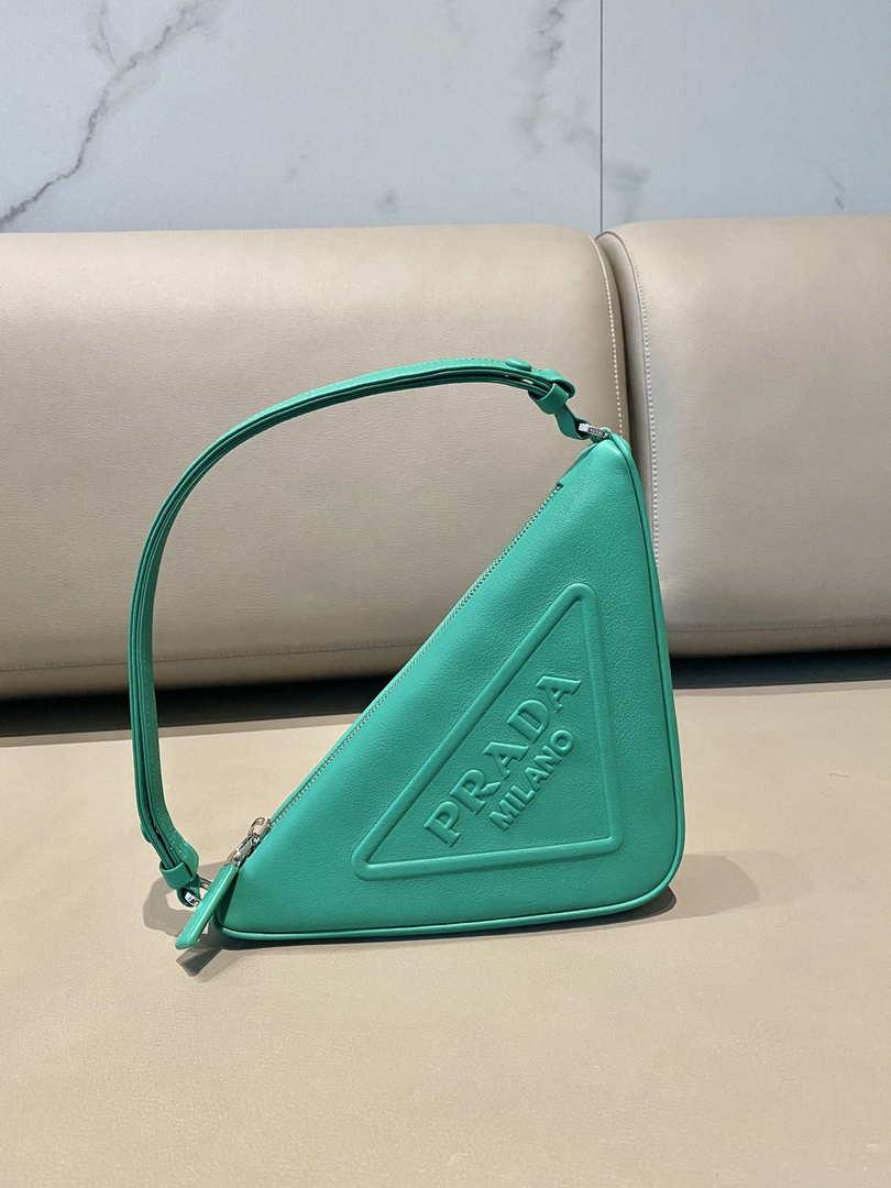 Prada 1NQ043 Triangle leather pouch Lake Blue
