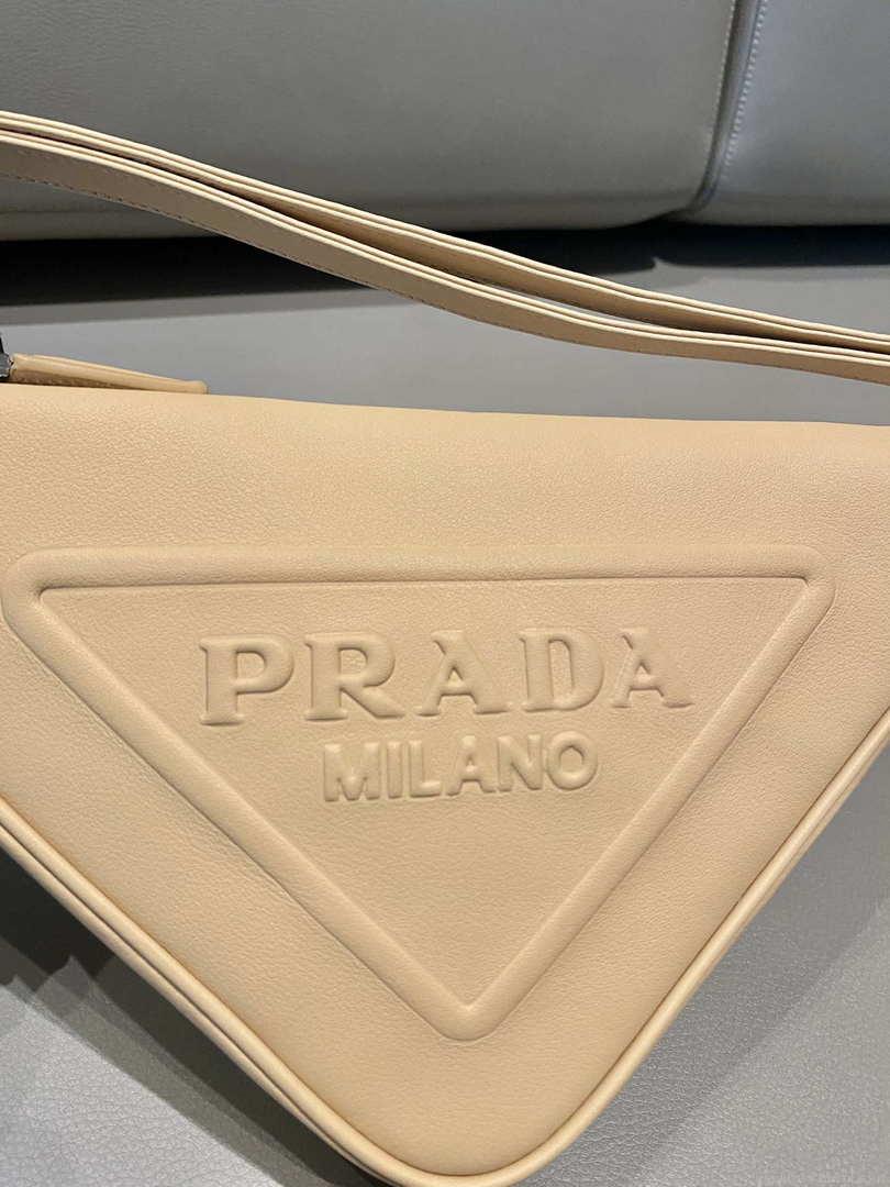 Prada 1NQ043 Triangle leather pouch Apricot
