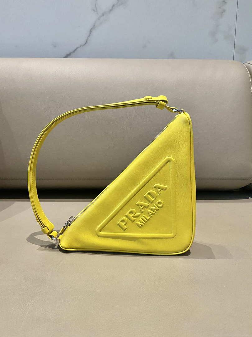 Prada 1NQ043 Triangle leather pouch Yellow