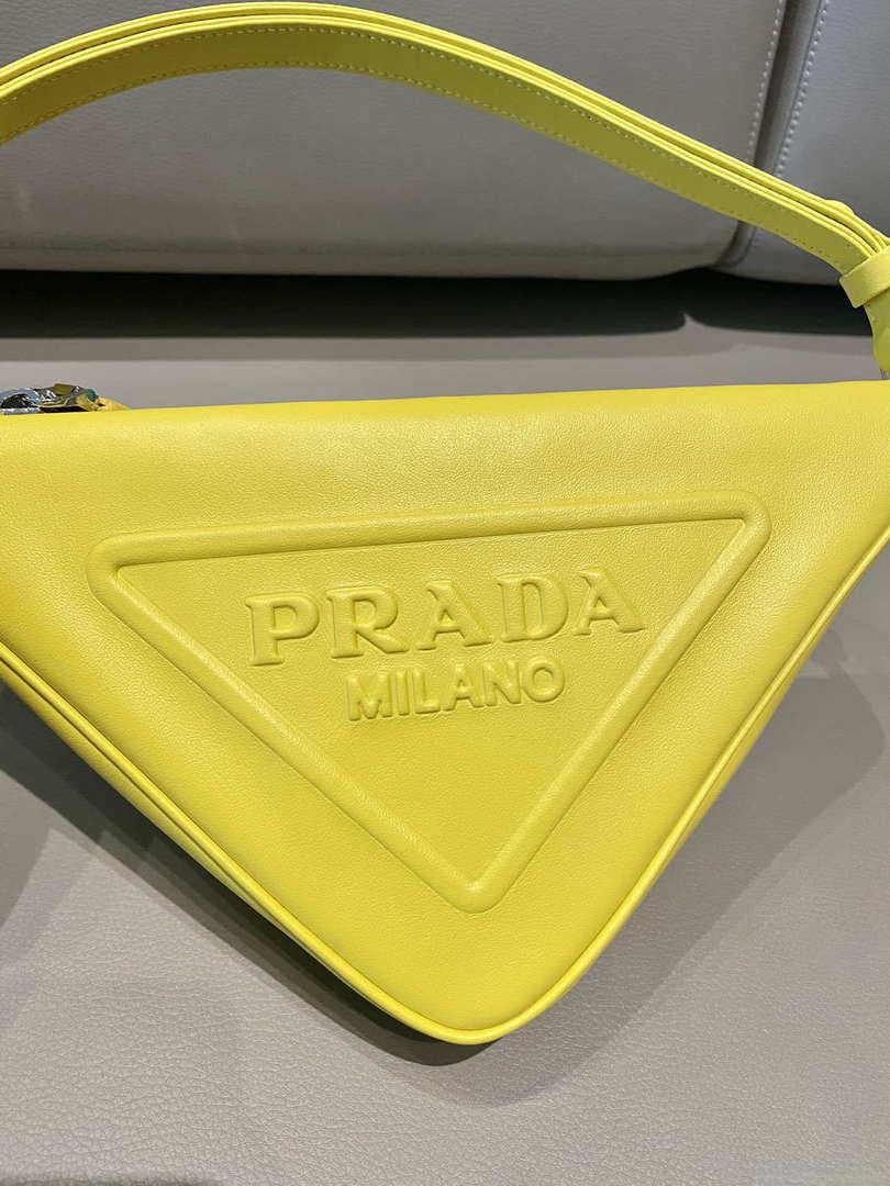 Prada 1NQ043 Triangle leather pouch Yellow