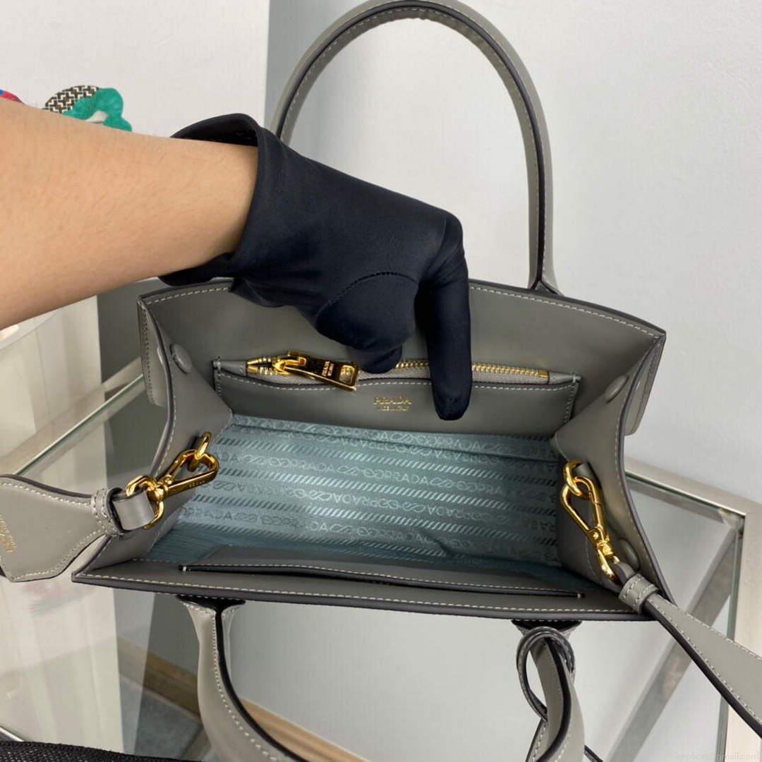 Prada 1BA156 Small Saffiano Leather Prada Monochrome Bag Slate Gray
