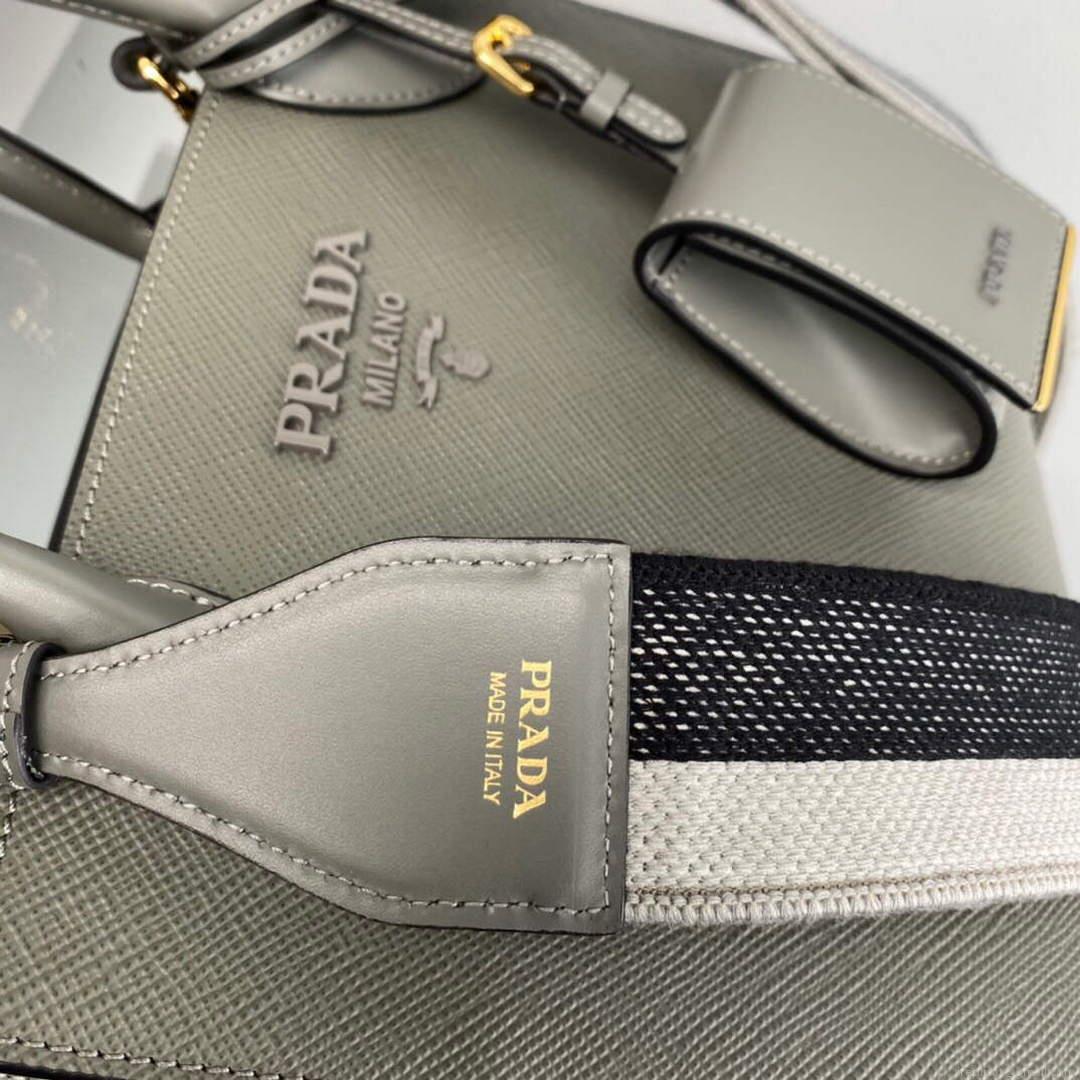 Prada 1BA156 Small Saffiano Leather Prada Monochrome Bag Slate Gray