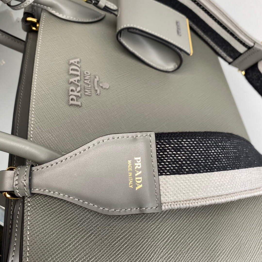 Prada 1BA155 Monochrome medium Saffiano bag Slate Gray