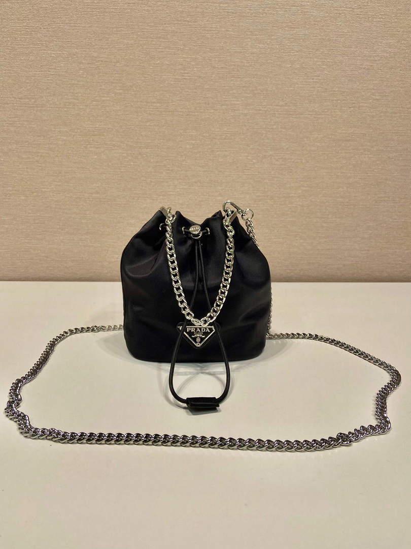Prada 1BH112 imported nylon mini bucket bag Black