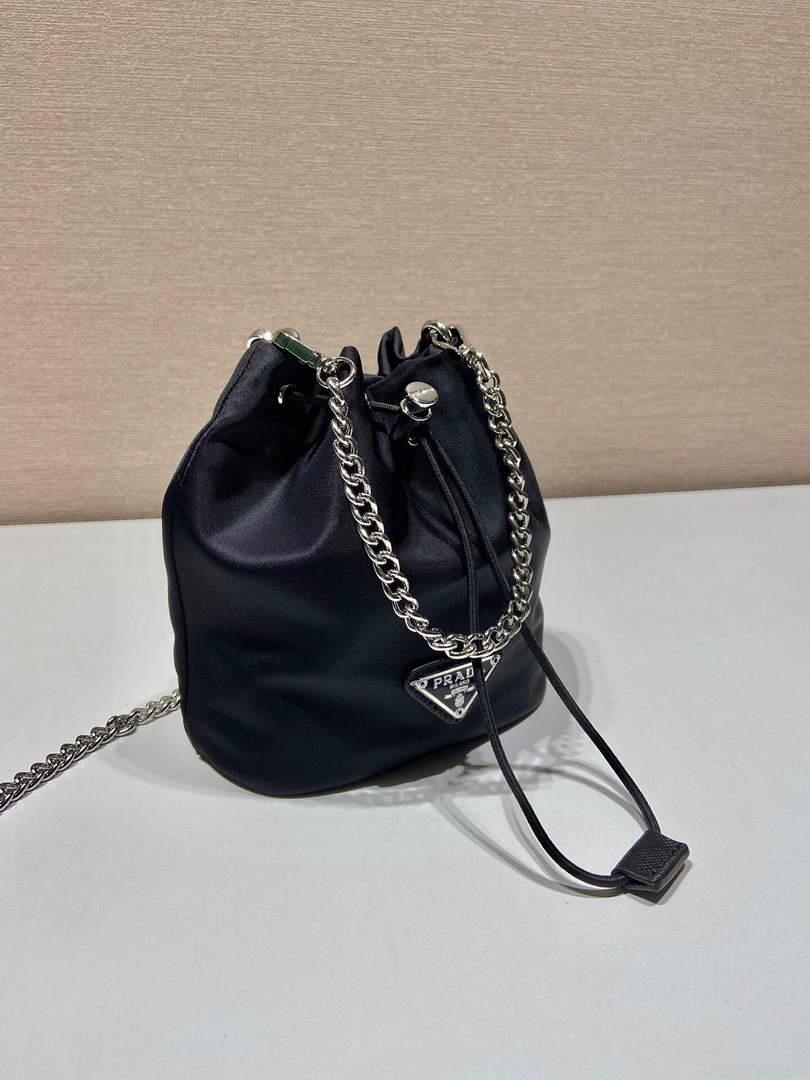 Prada 1BH112 imported nylon mini bucket bag Black