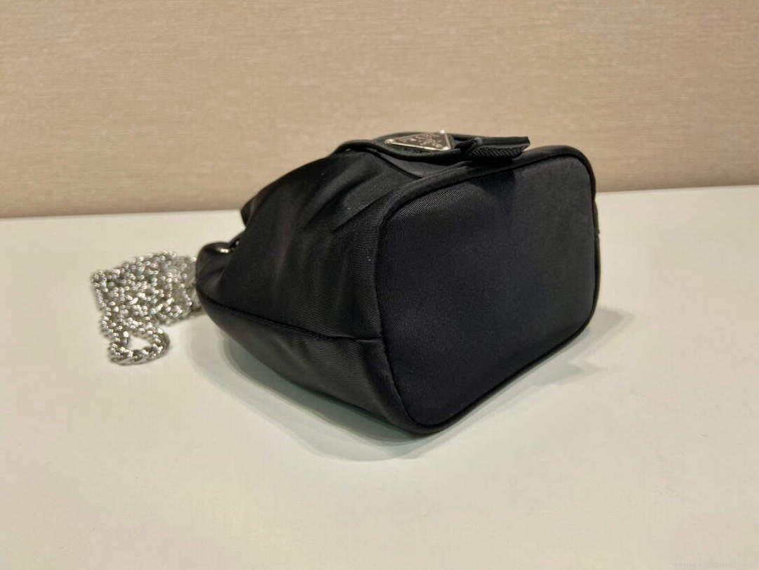 Prada 1BH112 imported nylon mini bucket bag Black